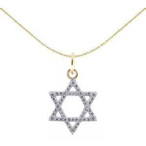 Jewelco London Solid 9ct Gold Cubic Zirconia Magen David Star Charm Pendant 14mm Jewelco London Solid 9ct Gold Cubic Zirconia Magen David Star Charm Pendant 14mm