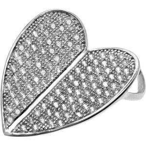 Jewelco London Rhodium Plated Sterling Silver White Cubic Zirconia Love Heart Ch Jewelco London Rhodium Plated Sterling Silver White Cubic Zirconia Love Heart Ch