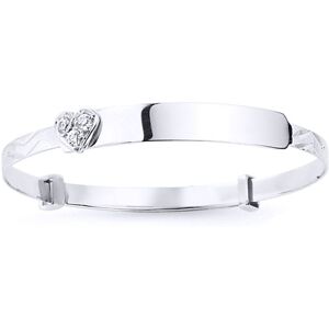 Jewelco London Girls Sterling Silver Cubic Zirconia Heart Expanding ID Baby Bang Jewelco London Girls Sterling Silver Cubic Zirconia Heart Expanding ID Baby Bang