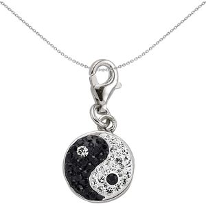 Jewelco London Sterling Silver Black Crystal Ying Yang Charm - CM150 Jewelco London Sterling Silver Black Crystal Ying Yang Charm - CM150
