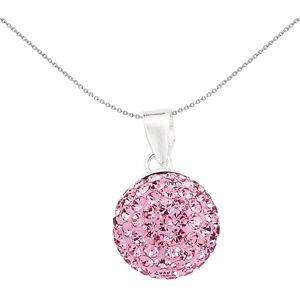 Jewelco London Ladies Sterling Silver Pink Crystal Disco Ball Pendant Necklace 1 Jewelco London Ladies Sterling Silver Pink Crystal Disco Ball Pendant Necklace 1