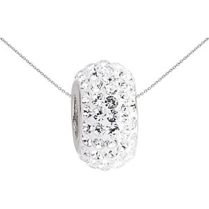 Jewelco London Ladies Sterling Silver Crystal Slider Bead Pendant Necklace 18 in Jewelco London Ladies Sterling Silver Crystal Slider Bead Pendant Necklace 18 in