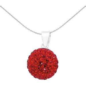 Jewelco London Ladies Sterling Silver Ruby-Red Crystal Disco Ball Pendant Neckla Jewelco London Ladies Sterling Silver Ruby-Red Crystal Disco Ball Pendant Neckla