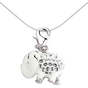 Jewelco London Unisex Sterling Silver Crystal White Enamel Elephant Lobster Clas Jewelco London Unisex Sterling Silver Crystal White Enamel Elephant Lobster Clas