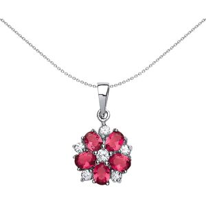 Jewelco London Ladies Sterling Silver Ruby-Red Oval Cubic Zirconia Tudor Rose Fl Jewelco London Ladies Sterling Silver Ruby-Red Oval Cubic Zirconia Tudor Rose Fl