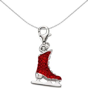 Jewelco London Unisex Sterling Silver Crystal Ice Skate Lobster Clasp Link Charm Jewelco London Unisex Sterling Silver Crystal Ice Skate Lobster Clasp Link Charm