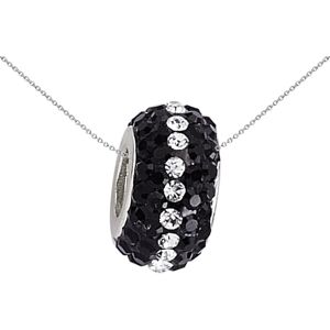 Jewelco London Ladies Sterling Silver Black Crystal Line Slider Bead Pendant Nec Jewelco London Ladies Sterling Silver Black Crystal Line Slider Bead Pendant Nec