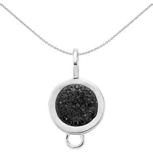 Jewelco London Unisex Sterling Silver Black Crystal Pave Disc Extender Charm - C Jewelco London Unisex Sterling Silver Black Crystal Pave Disc Extender Charm - C