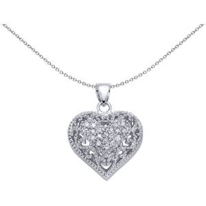 Jewelco London Ladies Sterling Silver Cubic Zirconia Floral Love Heart Pendant N Jewelco London Ladies Sterling Silver Cubic Zirconia Floral Love Heart Pendant N