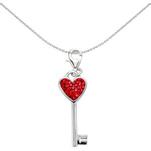 Jewelco London Unisex Sterling Silver Red Crystal & Enamel Love Heart Key Lobste Jewelco London Unisex Sterling Silver Red Crystal & Enamel Love Heart Key Lobste
