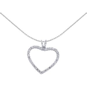 Jewelco London Ladies Sterling Silver Cubic Zirconia Love Heart Pendant Necklace Jewelco London Ladies Sterling Silver Cubic Zirconia Love Heart Pendant Necklace