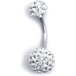 Jewelco London Sterling Silver White Crystal Disco Ball Banana Belly Bar 6mm 8mm Jewelco London Sterling Silver White Crystal Disco Ball Banana Belly Bar 6mm 8mm
