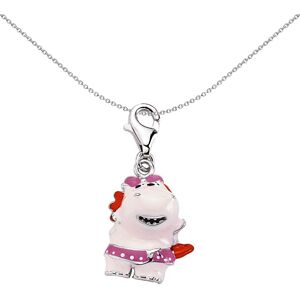 Jewelco London Unisex Sterling Silver Pink Enamel Hippo Lobster Clasp Link Charm Jewelco London Unisex Sterling Silver Pink Enamel Hippo Lobster Clasp Link Charm
