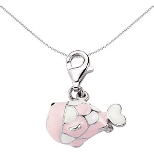 Jewelco London Sterling Silver Enamel Pink White Fish Charm Pendant - CM046 Jewelco London Sterling Silver Enamel Pink White Fish Charm Pendant - CM046