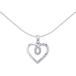 Jewelco London Ladies Sterling Silver Cubic Zirconia Love Heart Pendant Necklace Jewelco London Ladies Sterling Silver Cubic Zirconia Love Heart Pendant Necklace