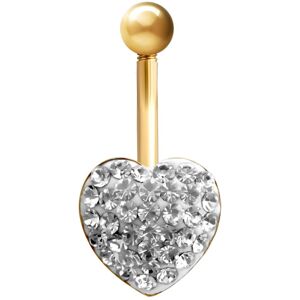 Jewelco London Ladies 9ct Yellow Gold White Round Crystal Love Heart Banana Bell Jewelco London Ladies 9ct Yellow Gold White Round Crystal Love Heart Banana Bell