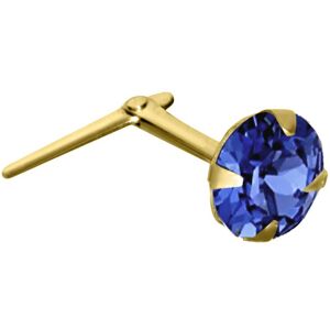 Jewelco London Ladies 9ct Yellow Gold Dark Blue Round Crystal Solitaire Claw Set Jewelco London Ladies 9ct Yellow Gold Dark Blue Round Crystal Solitaire Claw Set