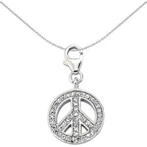 Jewelco London Unisex Sterling Silver Cubic Zirconia Peace Symbol Lobster Clasp Jewelco London Unisex Sterling Silver Cubic Zirconia Peace Symbol Lobster Clasp