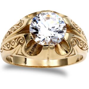 (Z+2) Jewelco London Men's Solid 9ct Yellow Gold White Round Brilliant Cubic Zir (Z+2) Jewelco London Men's Solid 9ct Yellow Gold White Round Brilliant Cubic Zir