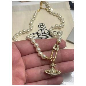 Unbranded Vivienne Westwood White Pearl Safety Pin Clip Charm Gold Necklace Choker Chain Unbranded Vivienne Westwood White Pearl Safety Pin Clip Charm Gold Necklace Choker Chain