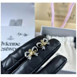 Unbranded Vivienne Westwood Cute Crystal Ribbon Saturn Bow Earrings With Box One pair Unbranded Vivienne Westwood Cute Crystal Ribbon Saturn Bow Earrings With Box One pair