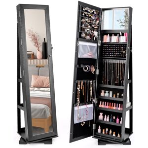 Costway 3-in-1 Jewelry Cabinet 360Swivel Mirrored Jewellery Armoire Costway 3-in-1 Jewelry Cabinet 360Swivel Mirrored Jewellery Armoire
