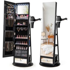 Costway 4 in 1 Swivel Jewellery Cabinet Lockable Jewelry Armoire Organiser Costway 4 in 1 Swivel Jewellery Cabinet Lockable Jewelry Armoire Organiser