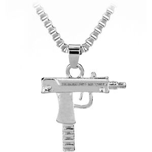 Unbranded (Silver) Gun Submachine Uzi Alloy Pendant Trendy Chain Necklace Geometric With D Unbranded (Silver) Gun Submachine Uzi Alloy Pendant Trendy Chain Necklace Geometric With D