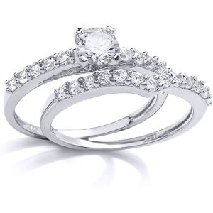 (R) Jewelco London Sterling Silver CZ Solitaire Wishbone Eternity Bridal Rings S (R) Jewelco London Sterling Silver CZ Solitaire Wishbone Eternity Bridal Rings S