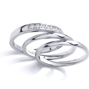(Q) Jewelco London Sterling Silver CZ Eternity Triple Band Bridal Rings Set - GV (Q) Jewelco London Sterling Silver CZ Eternity Triple Band Bridal Rings Set - GV