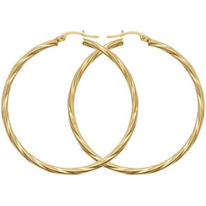 Jewelco London Ladies 9ct Yellow Gold Twisted 2.5mm Hoop Earrings 44mm - JER560F Jewelco London Ladies 9ct Yellow Gold Twisted 2.5mm Hoop Earrings 44mm - JER560F