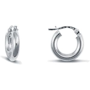 Jewelco London Ladies 9ct White Gold Polished 3mm Hoop Earrings 16mm - JER126 Jewelco London Ladies 9ct White Gold Polished 3mm Hoop Earrings 16mm - JER126