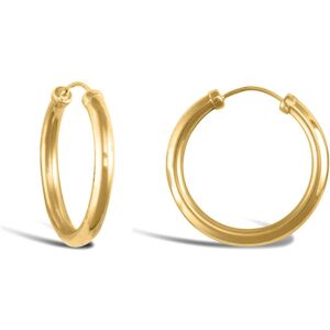 Jewelco London Ladies 9ct Yellow Gold Capped Sleeper 2.5mm Hoop Earrings 20mm - Jewelco London Ladies 9ct Yellow Gold Capped Sleeper 2.5mm Hoop Earrings 20mm -