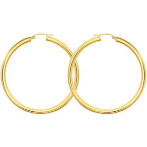 Jewelco London Ladies 9ct Yellow Gold Polished 3mm Hoop Earrings 45mm - JER179D Jewelco London Ladies 9ct Yellow Gold Polished 3mm Hoop Earrings 45mm - JER179D