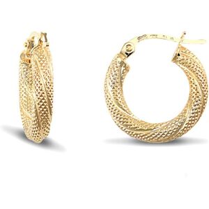 Jewelco London Ladies 9ct Yellow Gold Snake Skin Twisted 3mm Hoop Earrings 16mm Jewelco London Ladies 9ct Yellow Gold Snake Skin Twisted 3mm Hoop Earrings 16mm