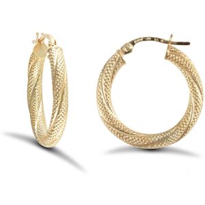 Jewelco London Ladies 9ct Yellow Gold Snake Skin Twisted 3mm Hoop Earrings 20mm Jewelco London Ladies 9ct Yellow Gold Snake Skin Twisted 3mm Hoop Earrings 20mm
