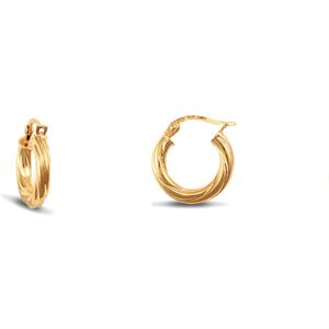 Jewelco London Ladies 9ct Yellow Gold Twisted 3mm Hoop Earrings 16mm - JER194 Jewelco London Ladies 9ct Yellow Gold Twisted 3mm Hoop Earrings 16mm - JER194