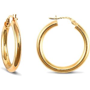 Jewelco London Ladies 9ct Yellow Gold Polished 3mm Hoop Earrings 25mm - JER179 Jewelco London Ladies 9ct Yellow Gold Polished 3mm Hoop Earrings 25mm - JER179