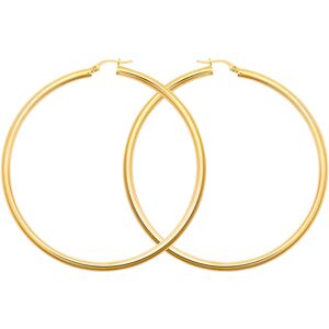 Jewelco London Ladies 9ct Yellow Gold Polished 3mm Hoop Earrings 65mm - JER179F Jewelco London Ladies 9ct Yellow Gold Polished 3mm Hoop Earrings 65mm - JER179F