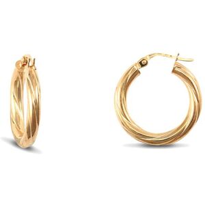 Jewelco London Ladies 9ct Yellow Gold Twisted 3mm Hoop Earrings 21mm - JER195 Jewelco London Ladies 9ct Yellow Gold Twisted 3mm Hoop Earrings 21mm - JER195