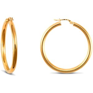 Jewelco London Ladies 9ct Yellow Gold Polished 3mm Hoop Earrings 35mm - JER179C Jewelco London Ladies 9ct Yellow Gold Polished 3mm Hoop Earrings 35mm - JER179C