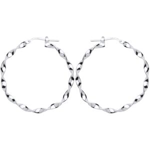 Jewelco London Ladies Sterling Silver Ribbon Twist Hoop Earrings 35mm - ER92 Jewelco London Ladies Sterling Silver Ribbon Twist Hoop Earrings 35mm - ER92