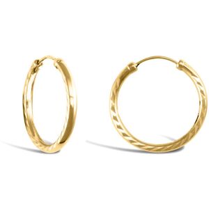Jewelco London Ladies 9ct Yellow Gold Diamond Cut Capped Sleeper 1.5mm Hoop Earr Jewelco London Ladies 9ct Yellow Gold Diamond Cut Capped Sleeper 1.5mm Hoop Earr