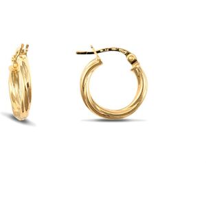 Jewelco London Ladies 9ct Yellow Gold Twisted 2.5mm Hoop Earrings 13mm - JER560A Jewelco London Ladies 9ct Yellow Gold Twisted 2.5mm Hoop Earrings 13mm - JER560A