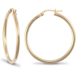Jewelco London Ladies 9ct Yellow Gold Polished 2mm Hoop Earrings 30mm - JER719D Jewelco London Ladies 9ct Yellow Gold Polished 2mm Hoop Earrings 30mm - JER719D