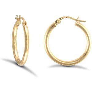 Jewelco London Ladies 9ct Yellow Gold Polished 2mm Hoop Earrings 20mm - JER719B Jewelco London Ladies 9ct Yellow Gold Polished 2mm Hoop Earrings 20mm - JER719B
