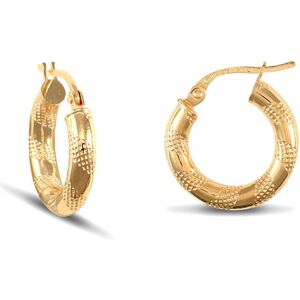 Jewelco London Ladies 9ct Yellow Gold Textured Striped 3mm Hoop Earrings 16mm - Jewelco London Ladies 9ct Yellow Gold Textured Striped 3mm Hoop Earrings 16mm -
