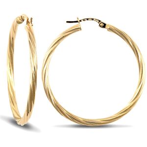 Jewelco London Ladies 9ct Yellow Gold Twisted 2.5mm Hoop Earrings 34mm - JER560E Jewelco London Ladies 9ct Yellow Gold Twisted 2.5mm Hoop Earrings 34mm - JER560E