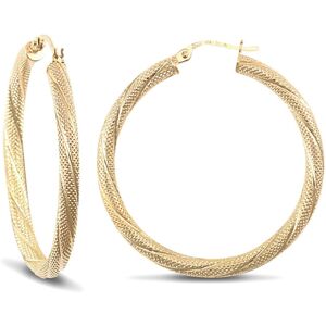 Jewelco London Ladies 9ct Yellow Gold Snake Skin Twisted 3mm Hoop Earrings 35mm Jewelco London Ladies 9ct Yellow Gold Snake Skin Twisted 3mm Hoop Earrings 35mm