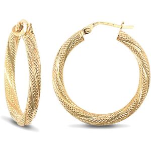 Jewelco London Ladies 9ct Yellow Gold Snake Skin Twisted 3mm Hoop Earrings 25mm Jewelco London Ladies 9ct Yellow Gold Snake Skin Twisted 3mm Hoop Earrings 25mm